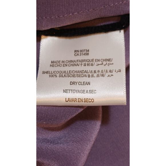 BCBG Maxazria Womens XS Frosted Plum 3/4 Tab Sleeve Blouse 100% Silk Top NWT - Picture 7 of 7